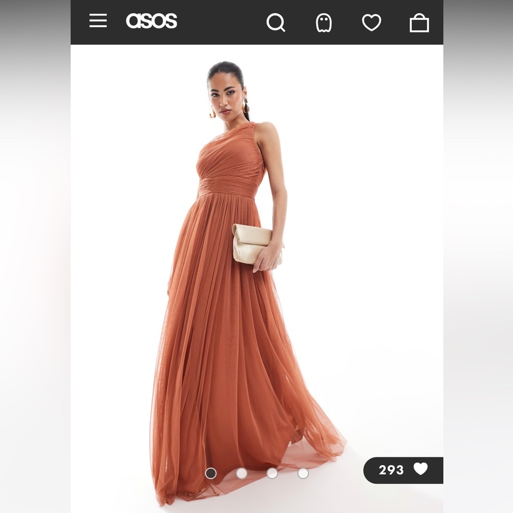 ASOS Lace and Beads Terracotta Rose One-Shoulder Bridesmaid Maxi Dress SEE NOTES